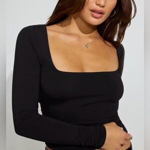 Garage Black Square Neck Crop Top